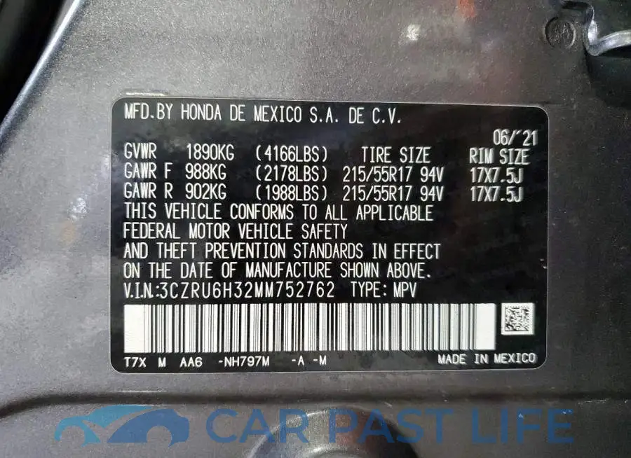 3CZRU6H32MM752762# 13