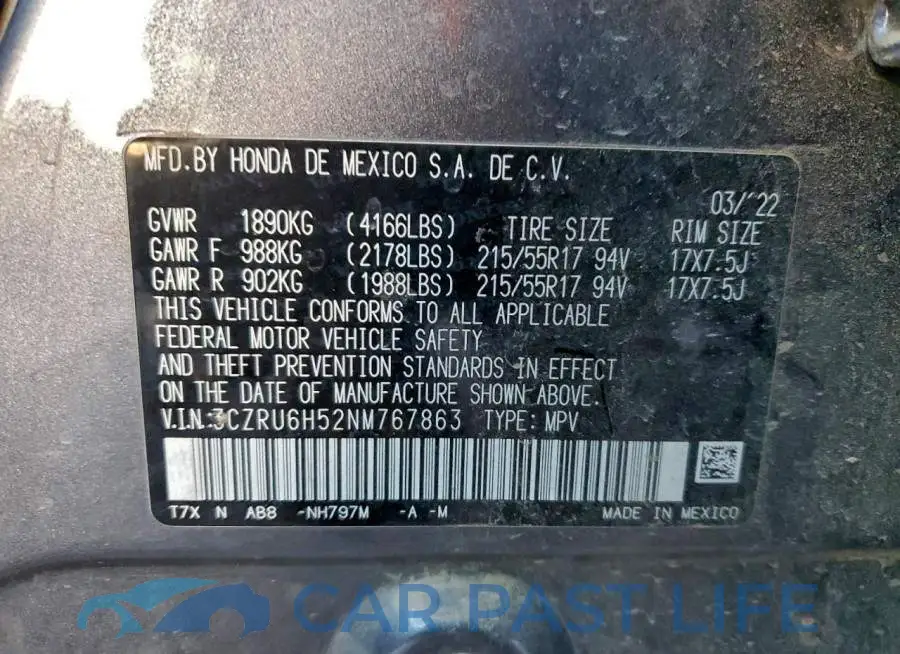 3CZRU6H52NM767863# 14