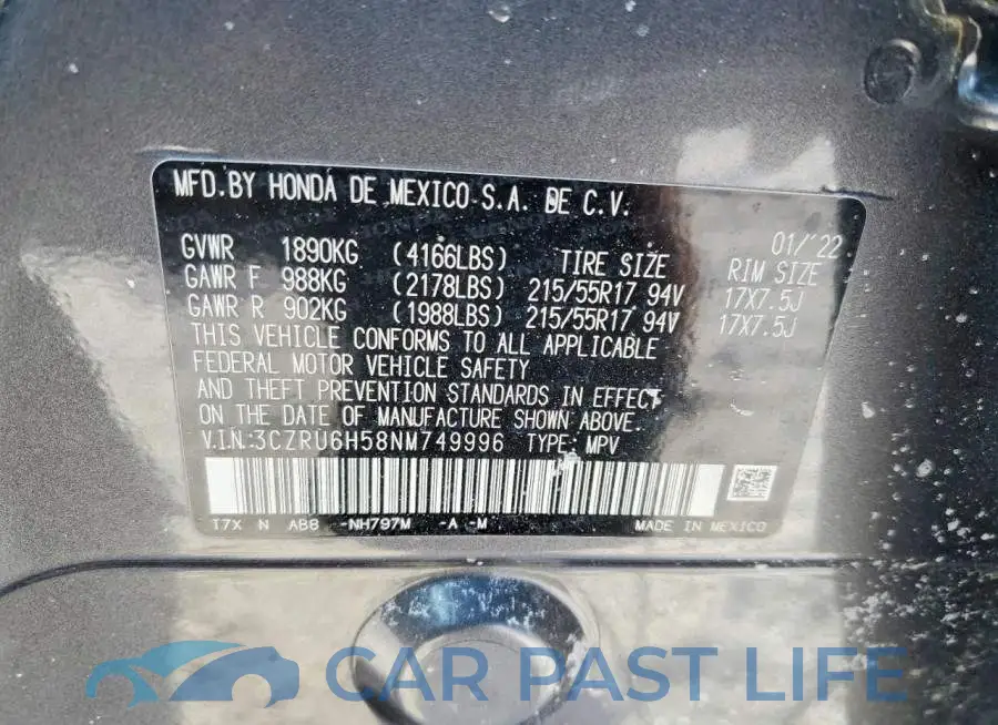3CZRU6H58NM749996# 13