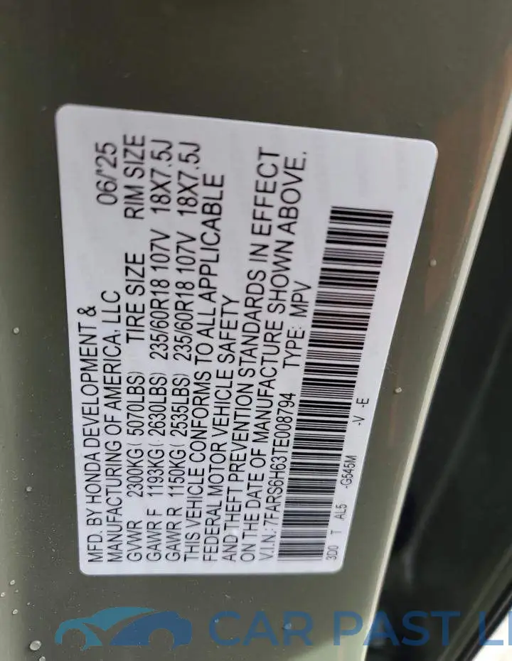 7FARS6H63TE008794# 13