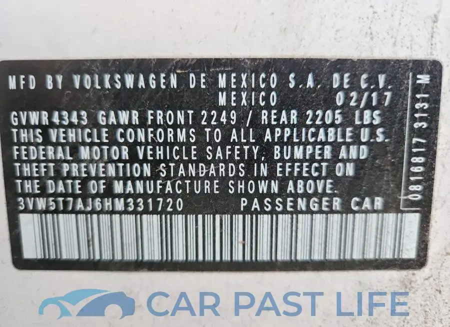 3VW5T7AJ6HM331720# 12