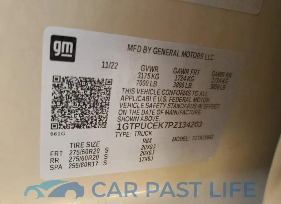 1GTPUCEK7PZ134203# 12