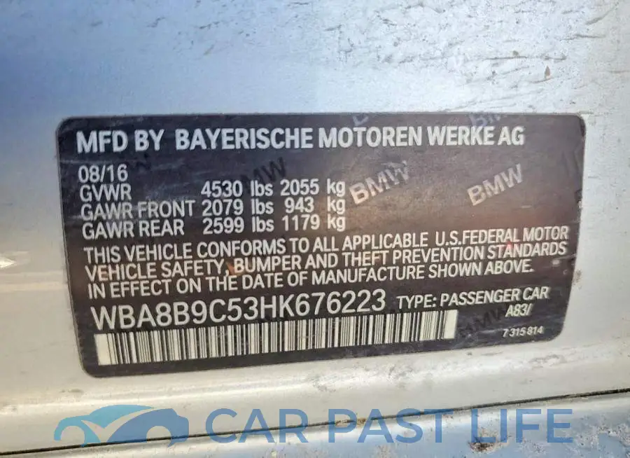 WBA8B9C53HK676223# 12