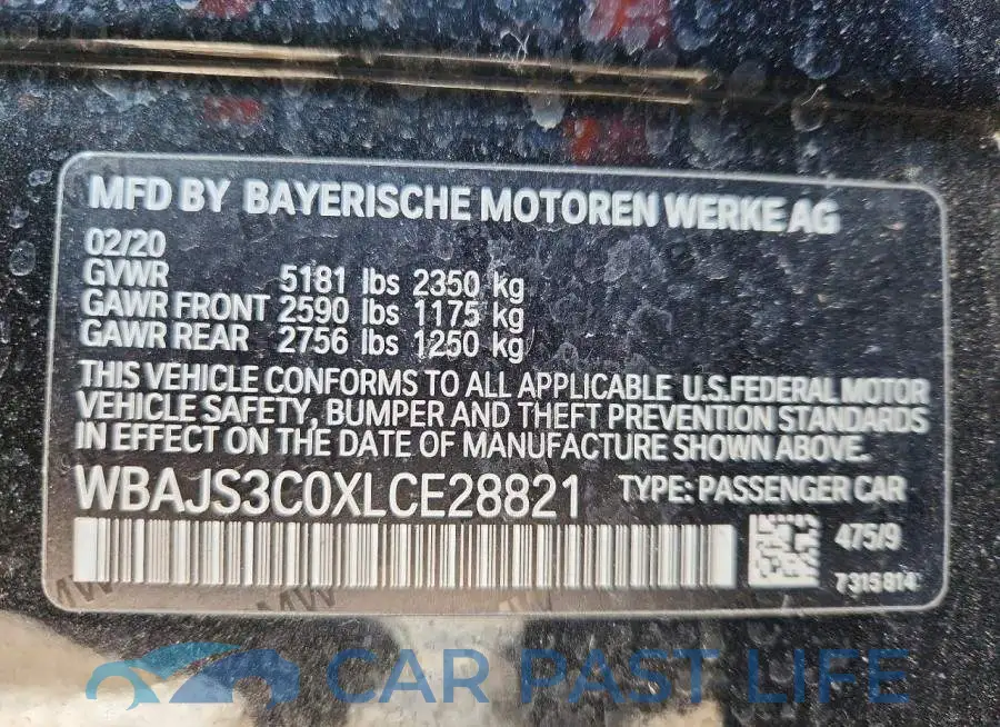 WBAJS3C0XLCE28821# 12
