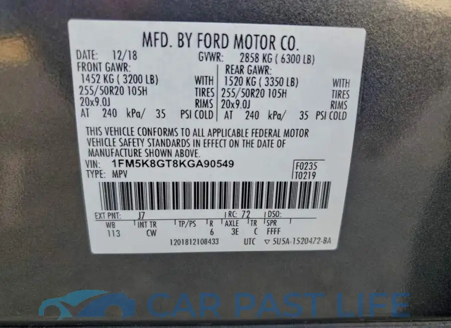 1FM5K8GT8KGA90549# 14