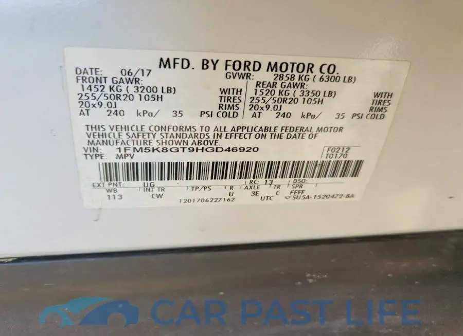 1FM5K8GT9HGD46920# 13