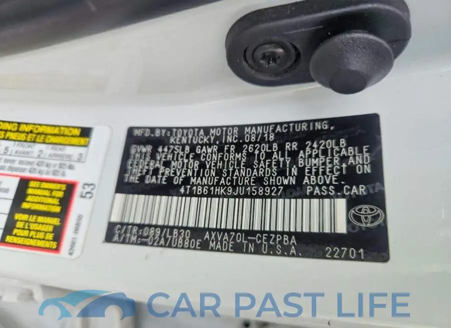 4T1B61HK9JU158927# 12