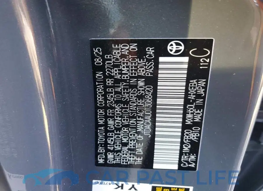 JTDACAAU0T3068420# 12