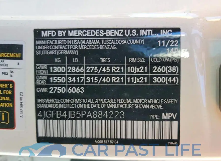4JGFB4JB5PA884223# 12