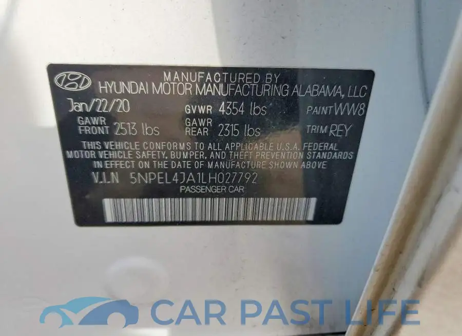 5NPEL4JA1LH027792# 12