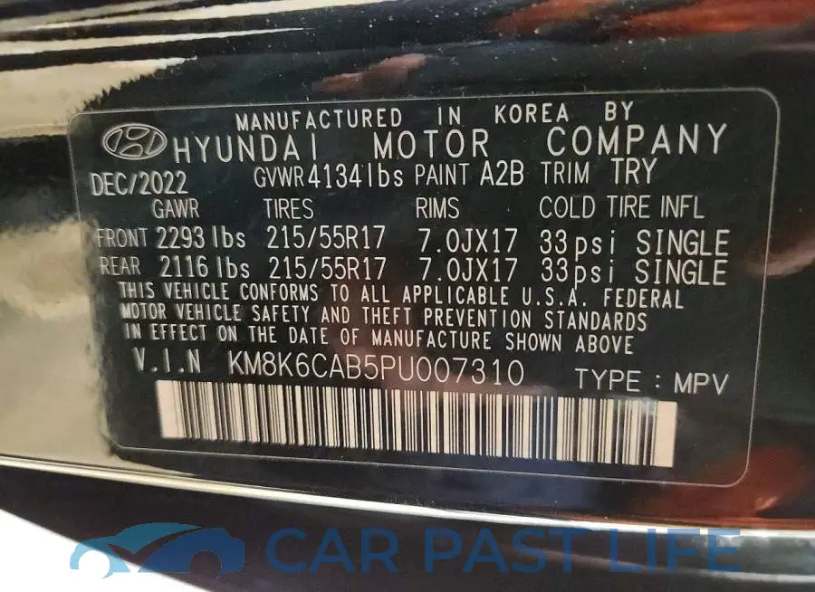 KM8K6CAB5PU007310# 12
