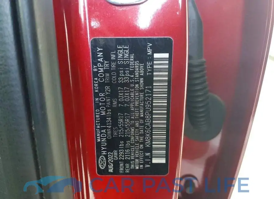 KM8K6CAB8PU952171# 13