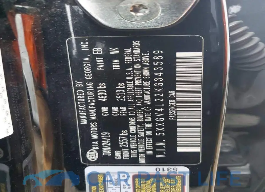 5XXGV4L22KG343589# 12