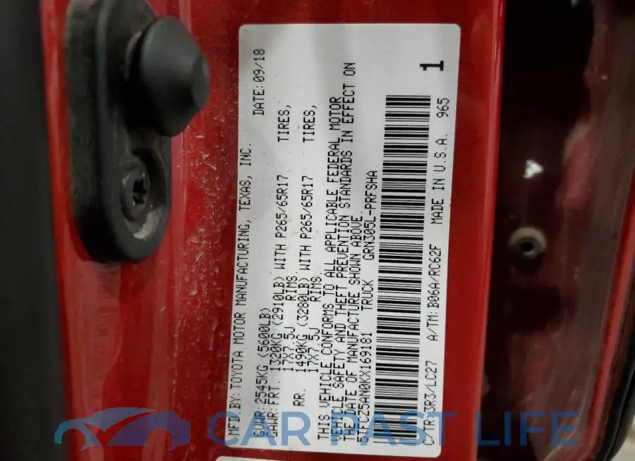 5TFCZ5AN0KX169181# 12