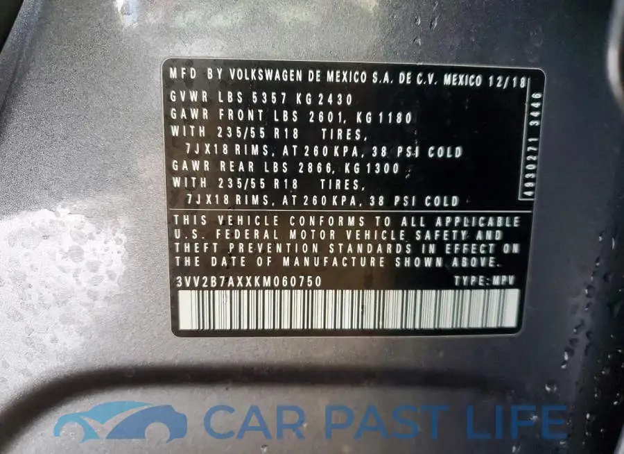 3VV2B7AXXKM060750# 13