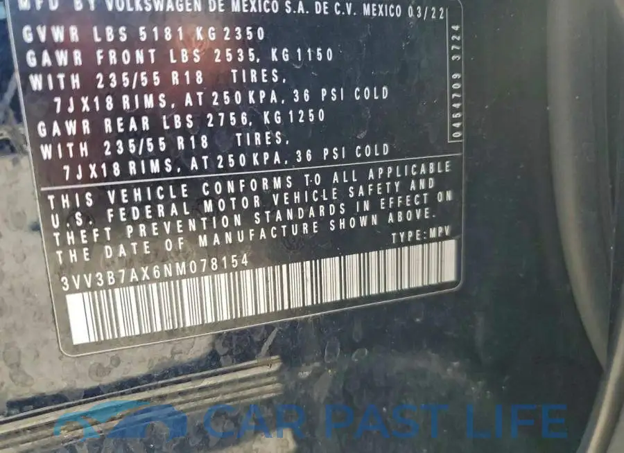 3VV3B7AX6NM078154# 13