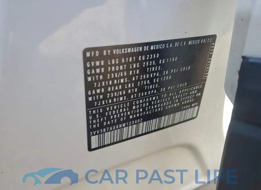 3VV3B7AX6NM123402# 12