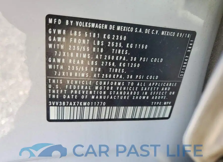 3VV3B7AX7KM011770# 13