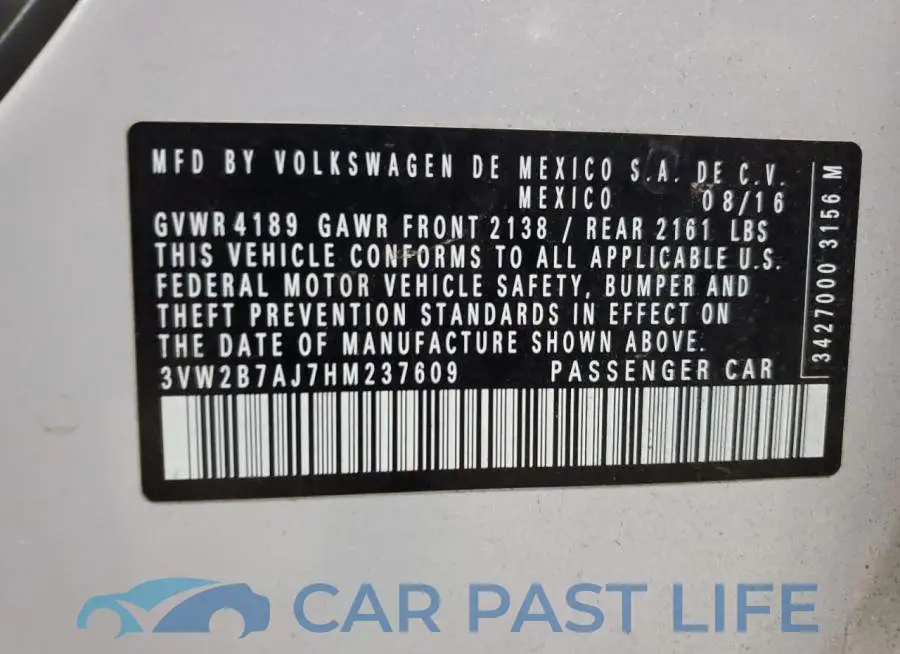 3VW2B7AJ7HM237609# 12