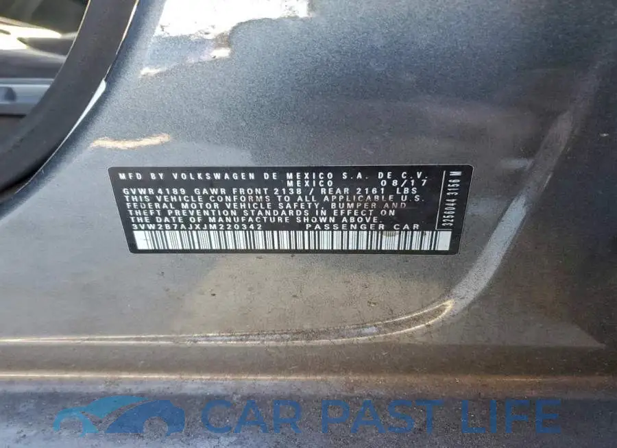 3VW2B7AJXJM220342# 12