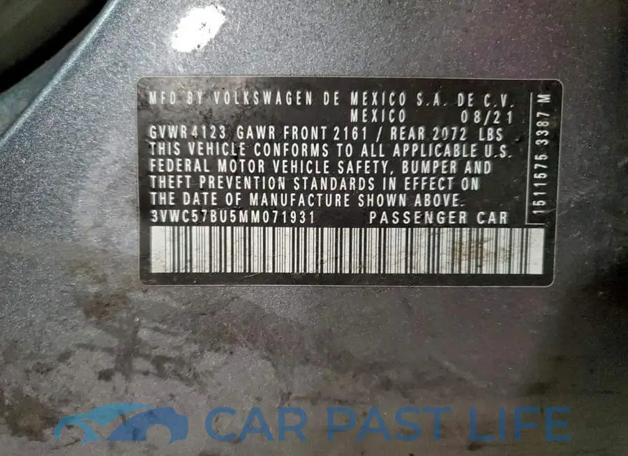 3VWC57BU5MM071931# 12