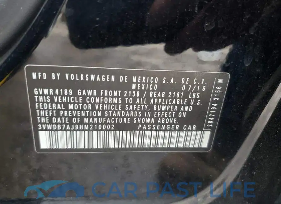 3VWDB7AJ9HM210002# 13