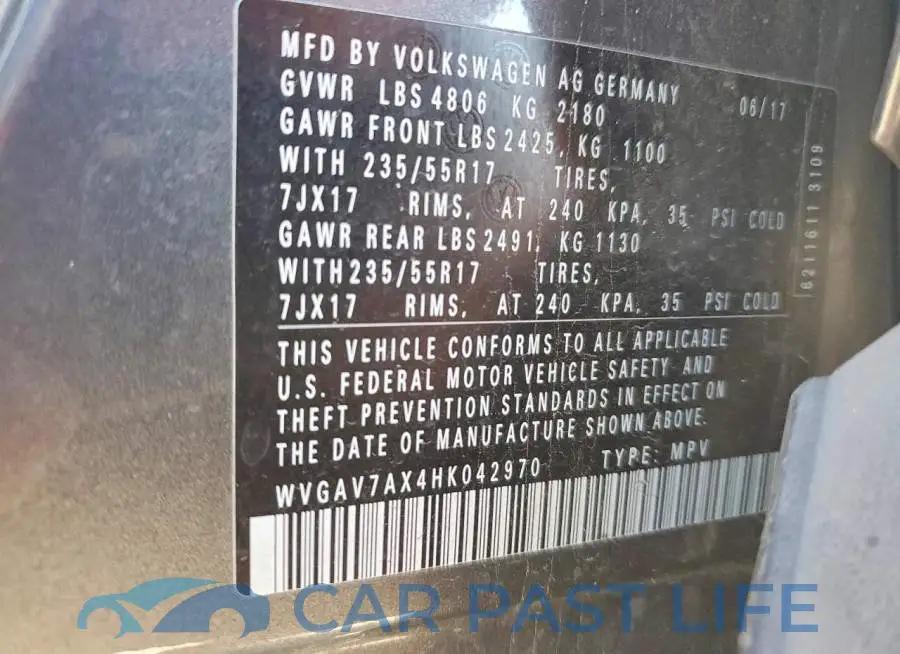 WVGAV7AX4HK042970# 13