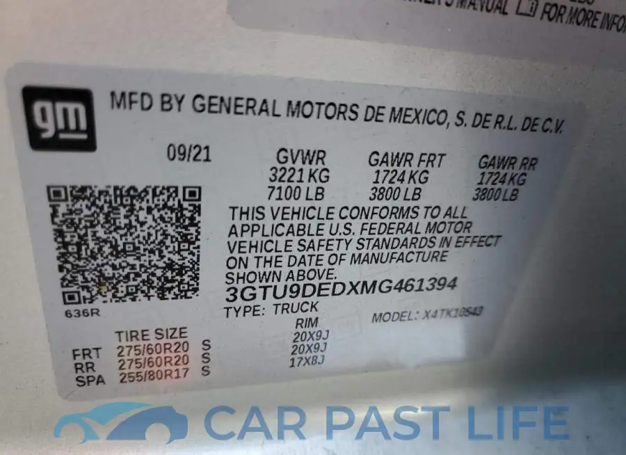 3GTU9DEDXMG461394# 12