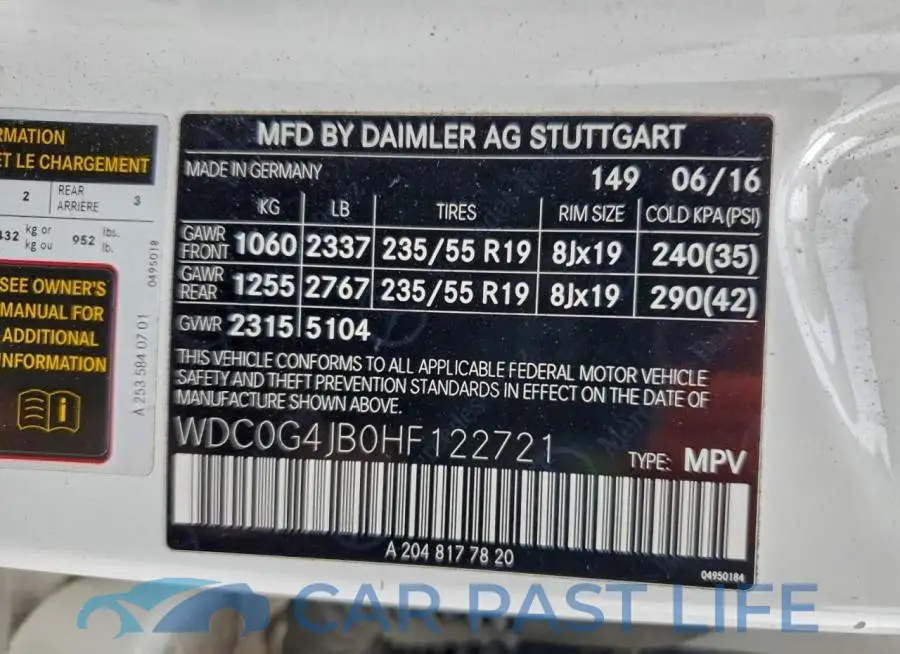 WDC0G4JB0HF122721# 13