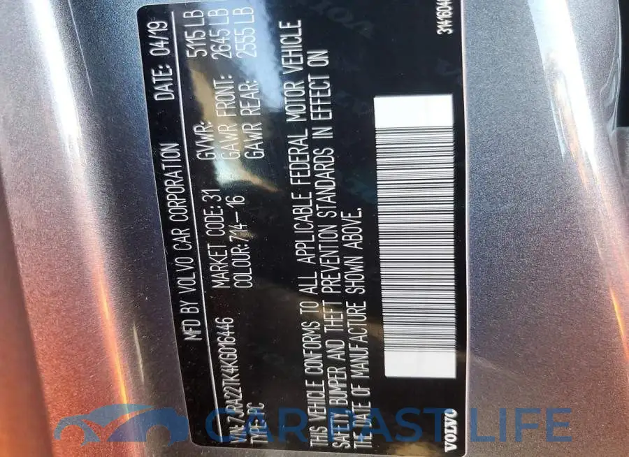 7JRA22TK4KG016446# 12