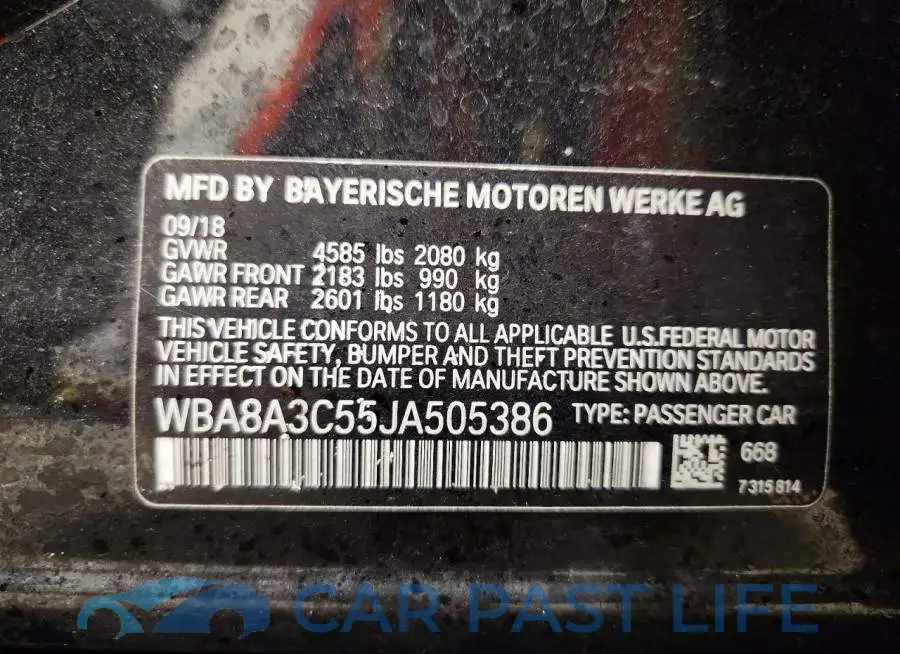 WBA8A3C55JA505386# 12