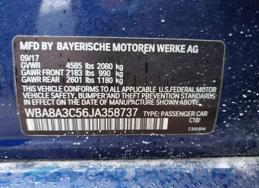 WBA8A3C56JA358737# 12