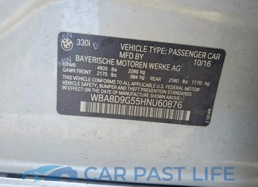WBA8D9G55HNU60876# 12