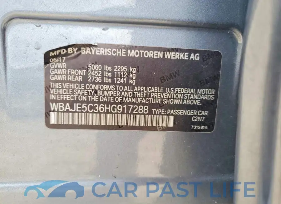 WBAJE5C36HG917288# 12