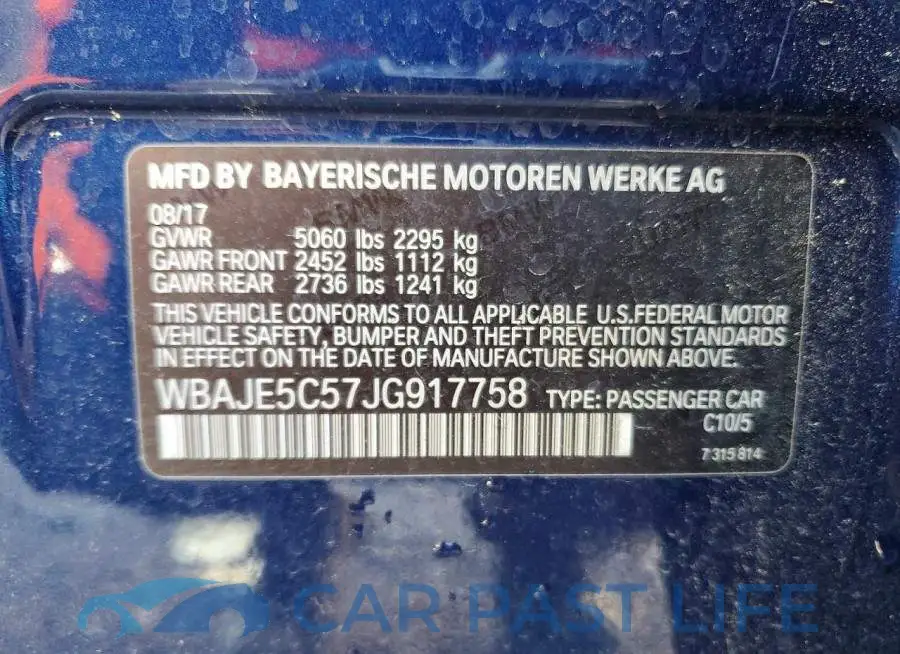 WBAJE5C57JG917758# 13