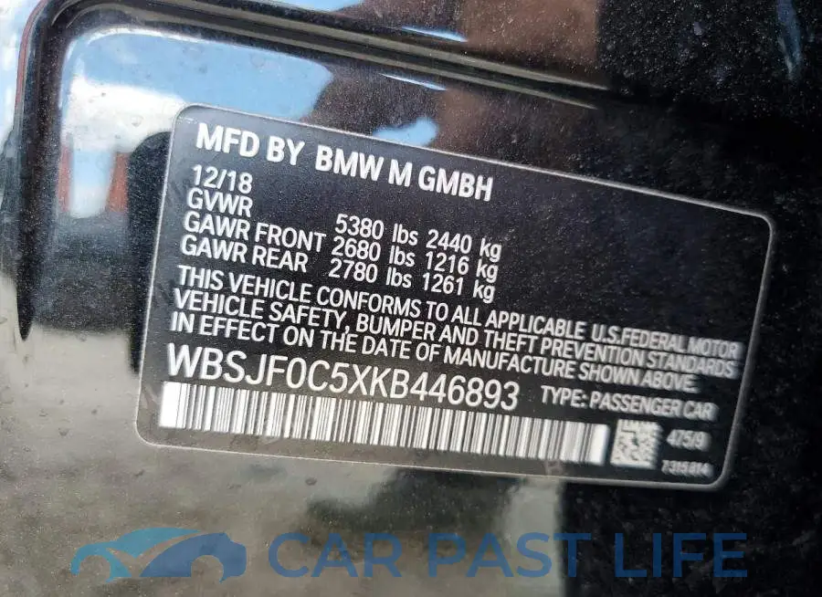 WBSJF0C5XKB446893# 12