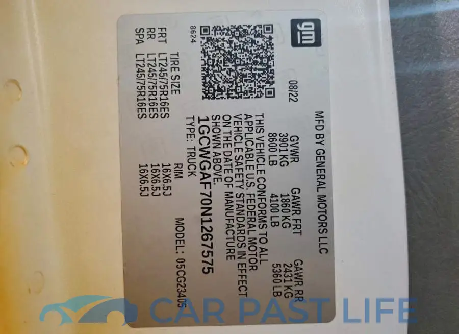 1GCWGAF70N1267575# 12