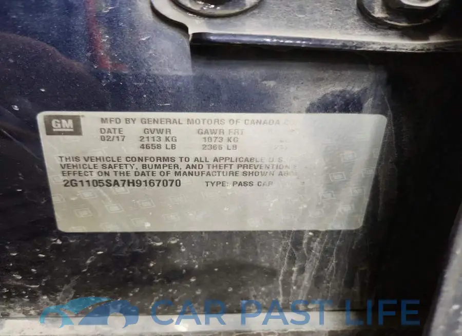 2G1105SA7H9167070# 13