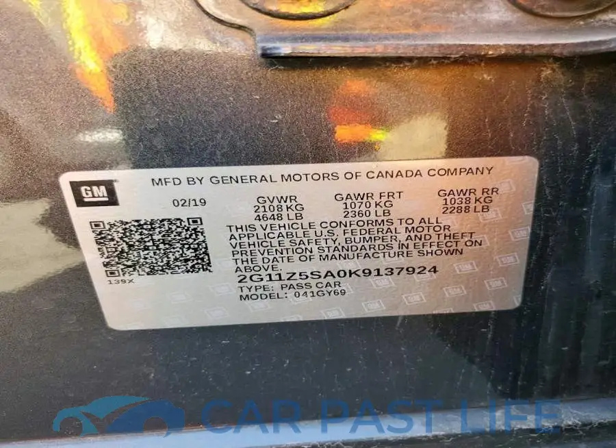 2G11Z5SA0K9137924# 12