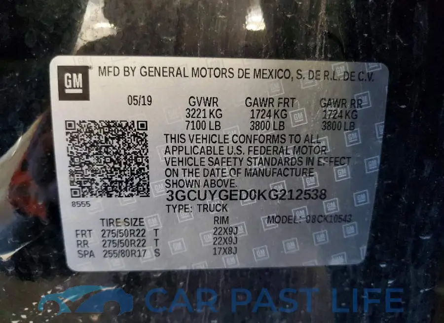 3GCUYGED0KG212538# 12