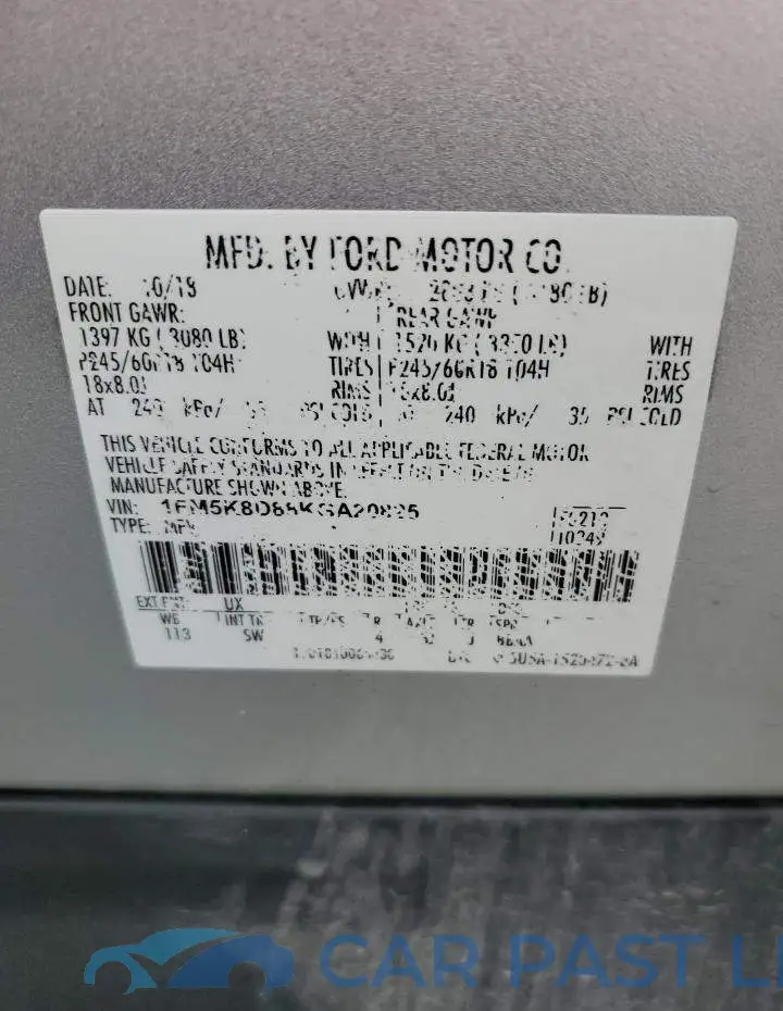 1FM5K8D88KGA20825# 13