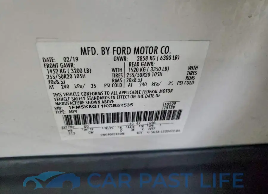 1FM5K8GT1KGB52535# 13