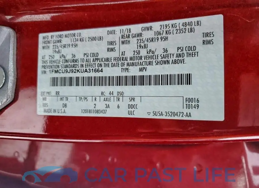 1FMCU9J92KUA31664# 13