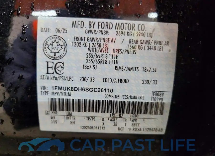 1FMUK8DH6SGC26110# 14