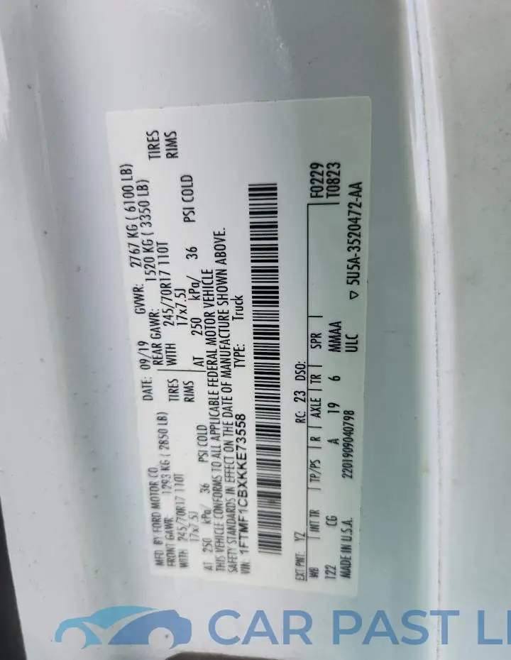 1FTMF1CBXKKE73558# 13