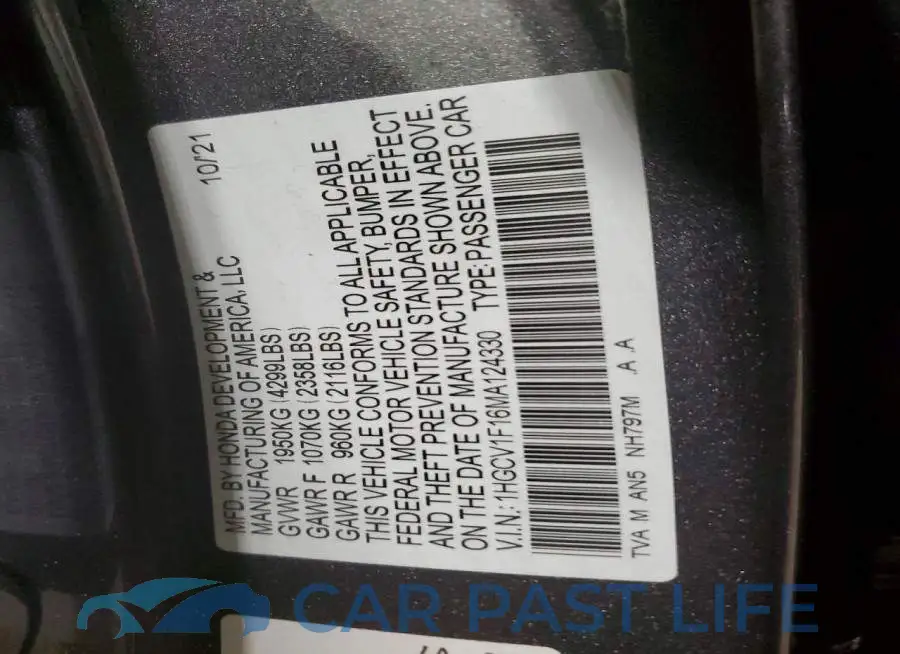 1HGCV1F16MA124330# 13