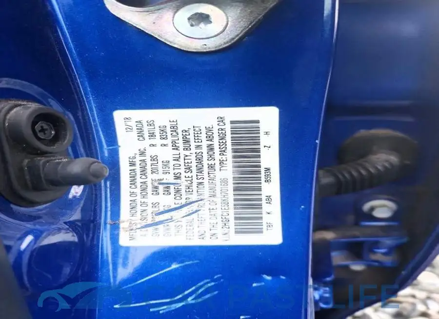 2HGFC1E58KH701686# 12
