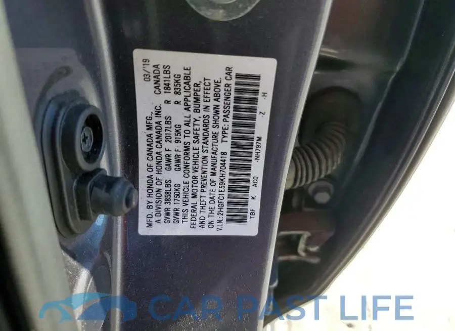 2HGFC1E59KH704418# 12
