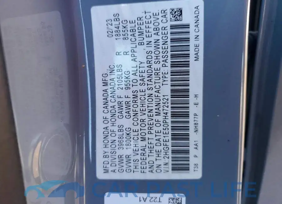 2HGFE1E50PH472521# 12