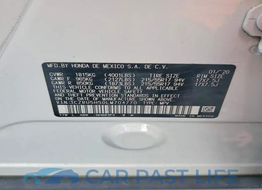 3CZRU5H50LM704770# 13
